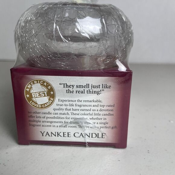 Yankee Candle Cranberry Orange Scent 12 Tea Lights Crackle Glass Jar Retired NEW - Picture 8 of 11